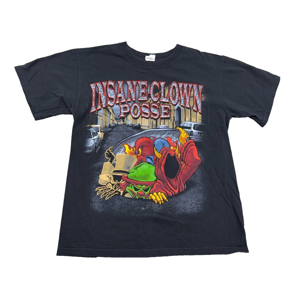 Vintage Insane Clown Posse Shirt Men Medium Black Band Tee ICP Double Sided Y2K